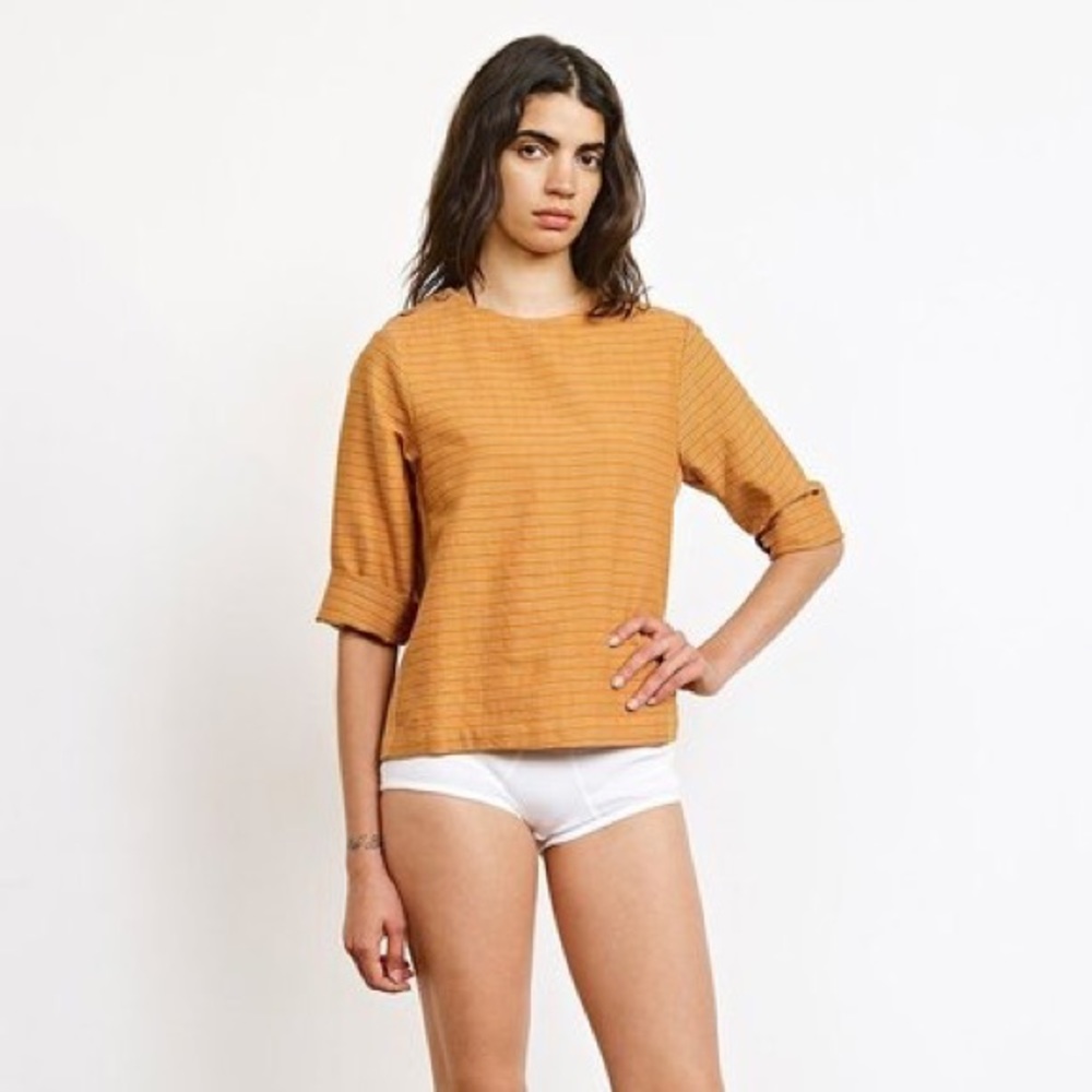 Ace & Jig orange striped Dockside top in Umber Medium